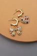 HOLIDAY RHINESTONE HEART BOW MINI HOOP EARRINGS | 71E0970