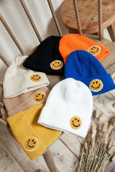 SMILEY FACE BEANIE HATS - HAPPY FACE BEANIE HATS | 40BN900