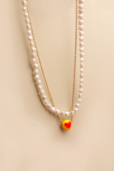 HEART PEARL CHOCKER LAYER NECKLACE | 31N22086