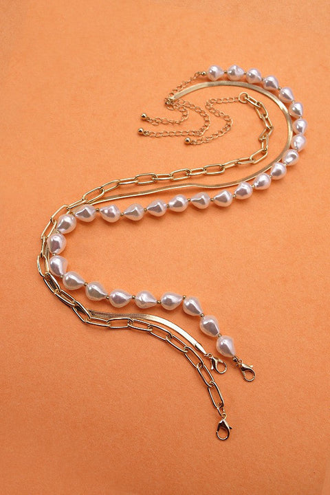 MULTI LAYER PEARL SNAKE CHAIN NECKLACE | 52N208102