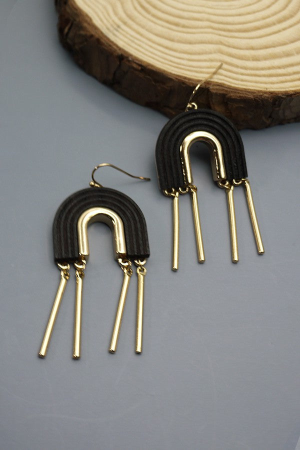 WOOD U RAINBOW GOLD FRINGE DROP EARRINGS | 52E2082277