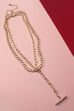 RHINESTONE BAR DOUBLE LAYER Y NECKLACE | 71N220915