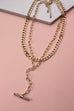 RHINESTONE BAR DOUBLE LAYER Y NECKLACE | 71N220915