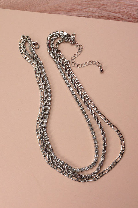 RHINESTONE ROPE MULTI LAYER CHAIN NECKLACE | 52N2090519