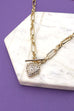 HANDMADE LINK CHAIN RHINESTONE HEART NECKLACE | 71N09155