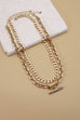 RHINESTONE BAR CHUNKY CHAIN DOUBLE LAYER NECKLACE | 71N220950