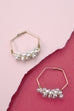 HEXAGON WIRE PEARL CLUSTER HOOP EARRINGS | 10E2110950