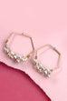 HEXAGON WIRE PEARL CLUSTER HOOP EARRINGS | 10E2110950