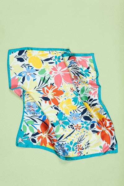 FLOWER PRINT SILKY FEELING BANDANA SCARF  | 21SC390