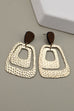 DOUBLE HAMMERED CUTOUT DROP WOOD POST EARRINGS | 80E016