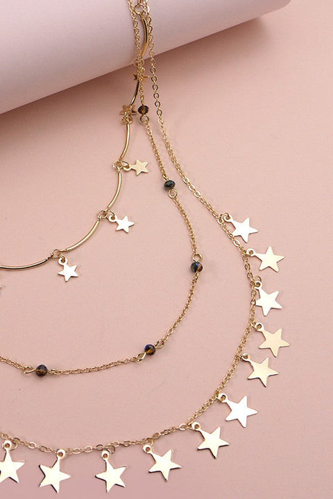 MULTI LAYER STAR CHARM BEAD NECKLACE | 10N2120515