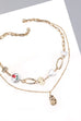 FLOWER BUTTERFLY PRINT ON PEARL LAYER NECKLACE | 25N637