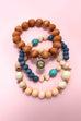 3 ROW COLOR WOOD NATURAL BEAD STRETCH BRACELET SET | 10B3010605