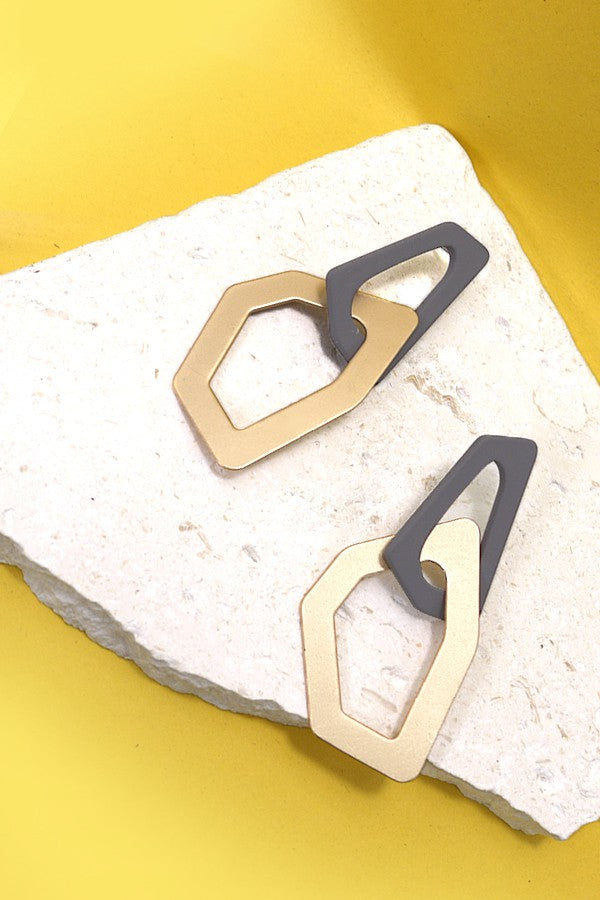 DOUBLE GEO SHAPE DROP EARRINGS | 80E331