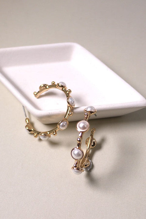 PEARL STUD HOOP EARRINGS | 31E23611