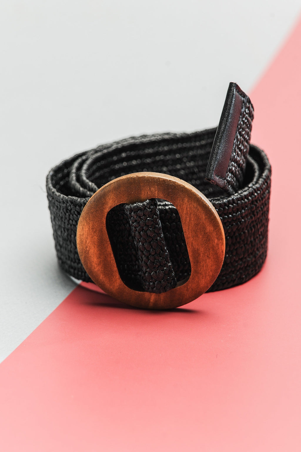 WOODEN BUCKLE RATTAN STRETCH WAIST BELT | 40BT620