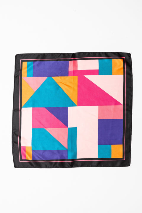 COLOR BLOCK SILKY FEEL BANDANA SCARF | 21SC380BLK