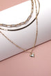 RHINESTONE HEART PENDANT MULTI CHAIN NECKLACE | 25N703