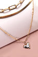 RHINESTONE HEART PENDANT MULTI CHAIN NECKLACE | 25N703