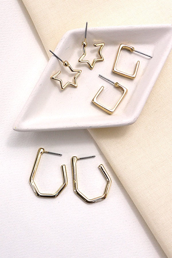 GEO STAR MINI HOOP EARRING SETS | 60E3091034