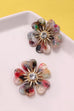 RESIN RHINESTONE  FLOWER STUD EARRINGS| 80E735