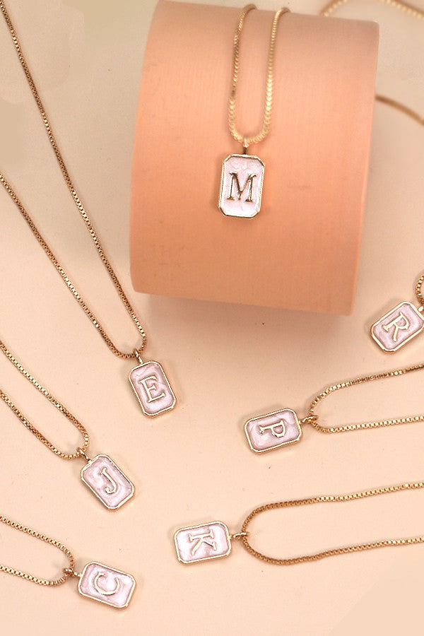 Square Alphabet Pendant Charm 14K Solid Gold Pendant Square