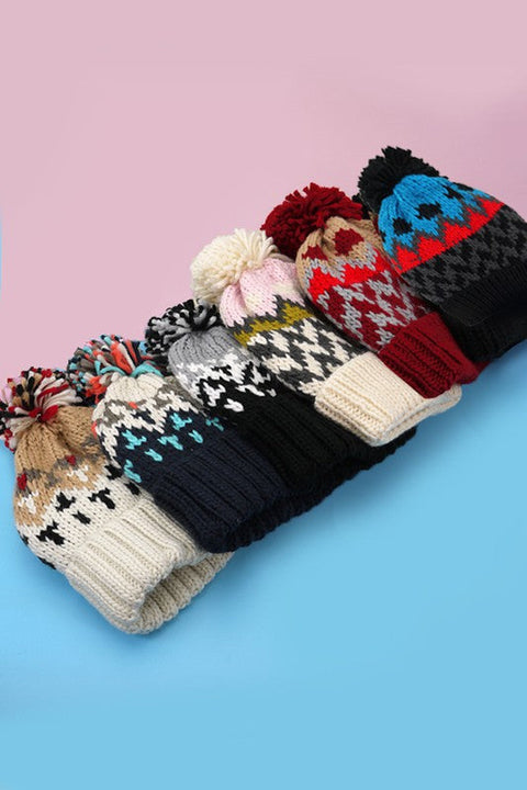 CHEVRON KNIT POM BEANIE | 40BN907