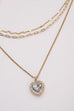 TRIPLE LAYER HEART  RHINESTONE PENDANT NECKLACE | 31N23142