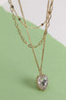 TRIPLE LAYER HEART  RHINESTONE PENDANT NECKLACE | 31N23142