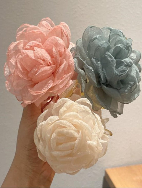 ROSE PETAL SHEER FABRIC HAIR CLAW CLIPS | 40H622