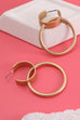 MATTE GOLD DOUBLE HOOP LAYER DROP EARRINGS | 80E1172