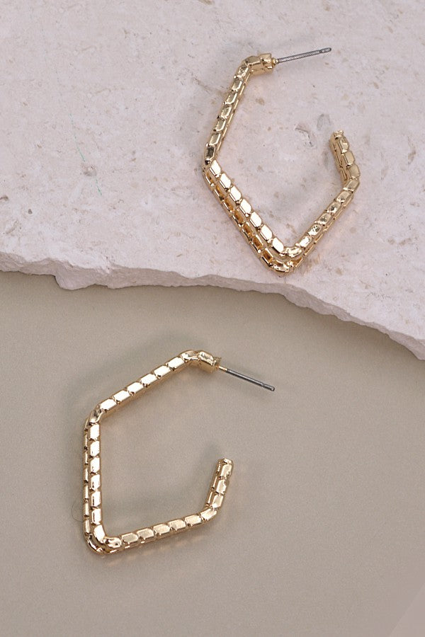 DOUBLE ROW OPEN GEOMETRIC DROP EARRINGS | 10E3063048