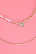 DOUBLE MINI HEART PEARL CHAIN NECKLACE | 10N3063021