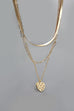 RHINESTONE MINI HEART TRIPLE HERRINGBONE NECKLACE | 10N3063009