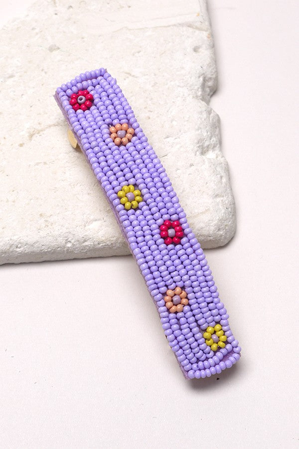 FLOWER BEADED BARRETTE HAIR CLIP | 10H2364