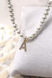 GLASS PEARL RHINESTONE INITIAL PENDANT NECKLACE | 10N31974