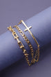 TRIPLE MULTI  BRACELETS WITH LARGE CROSS | 80B124