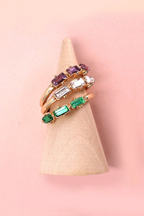 SET OF THREE BAGUETTE RHINESTONE RINGS | 31R23064