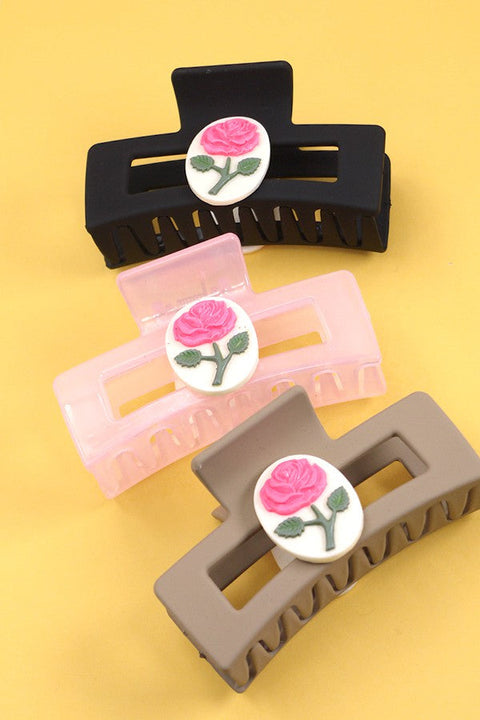 RECTANGLE ROSE HAIR CLAW CLIPS | 40H660