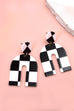 ACRYLIC CHECKER U SHAPE EARRINGS | 31E03860