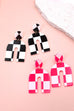 ACRYLIC CHECKER U SHAPE EARRINGS | 31E03860