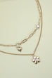 DOUBLE ROW FLOWER HEART NECKLACE | 80N294