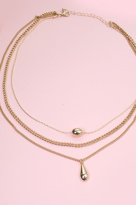 OVAL TEARDROP MULTI LAYER NECKLACE | 31N23289