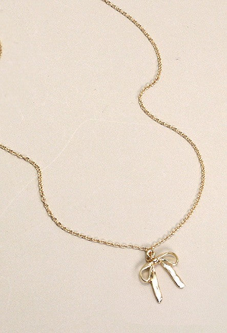 GOLD BOW PENDANT NECKLACE | 80N335