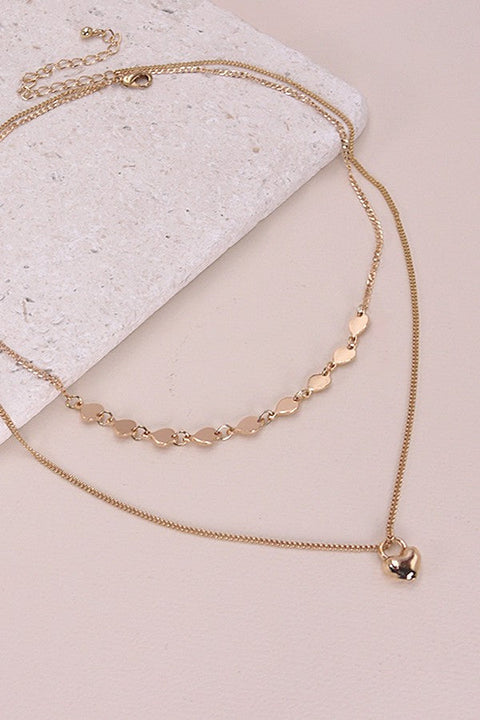 DOUBLE ROW MINI HEART CHARM NECKLACE | 80N337