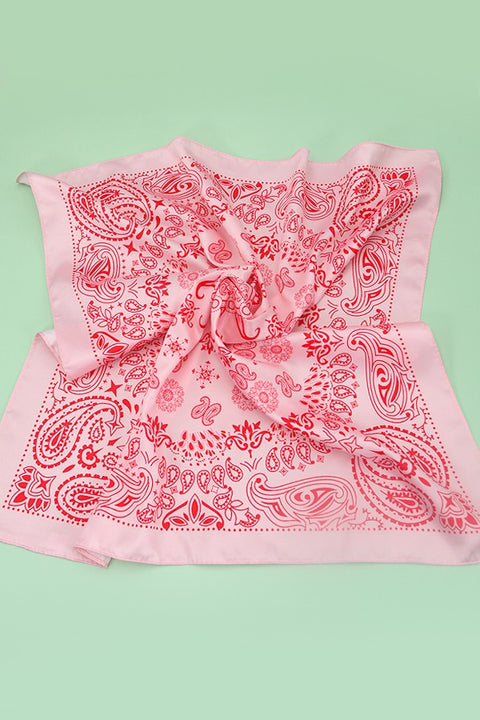 PAISLEY PINK SILKY FEEL BANDANA SCARF | 40SC616