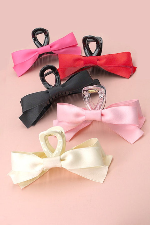 LARGE SILKY RIBBON BOW HAIR CLAW CLIPS | 40H720