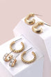 TRIO HUGGIE U RHINESTONE DESIGN HOOP EARRINGS | 80E2524