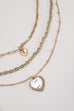 TRIPLE LAYER HEART LOCK PEARL HEART NECKLACE | 80N354