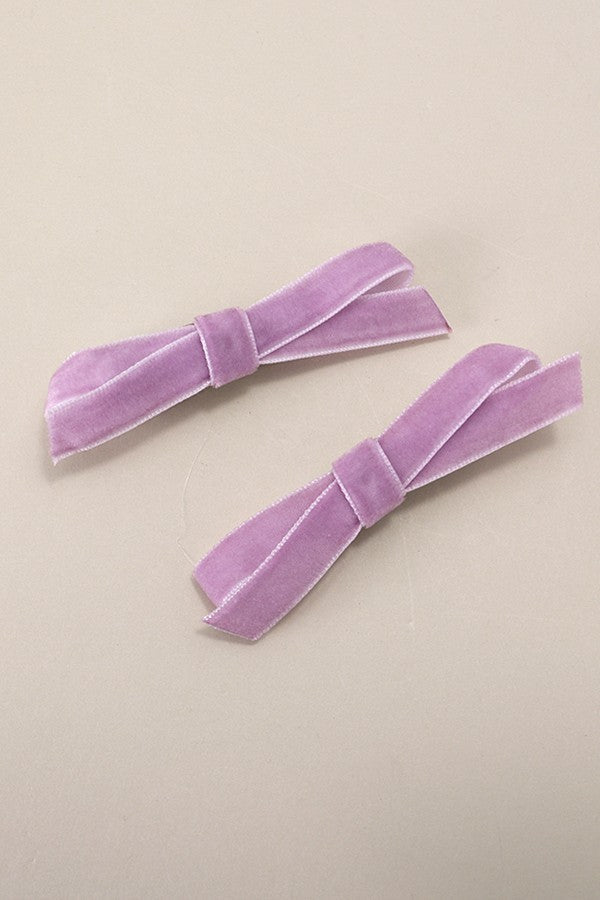 VELVET RIBBON BOW HAIR CLIPS PAIR 2PC SET | 40H745 – JOSSLYN